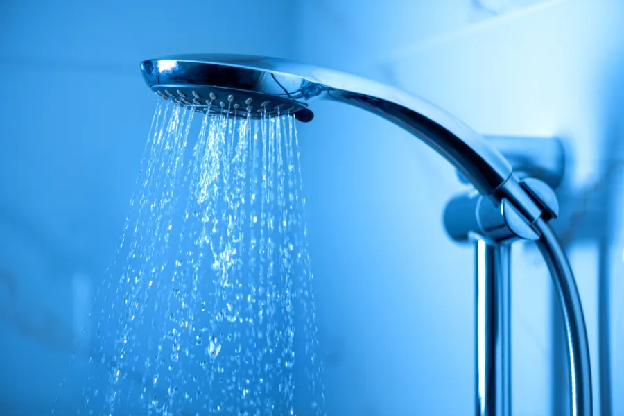Shower head blue background
