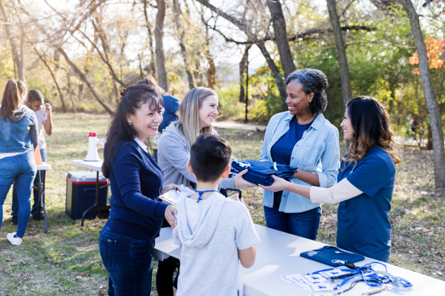 Outdoor event people interacting