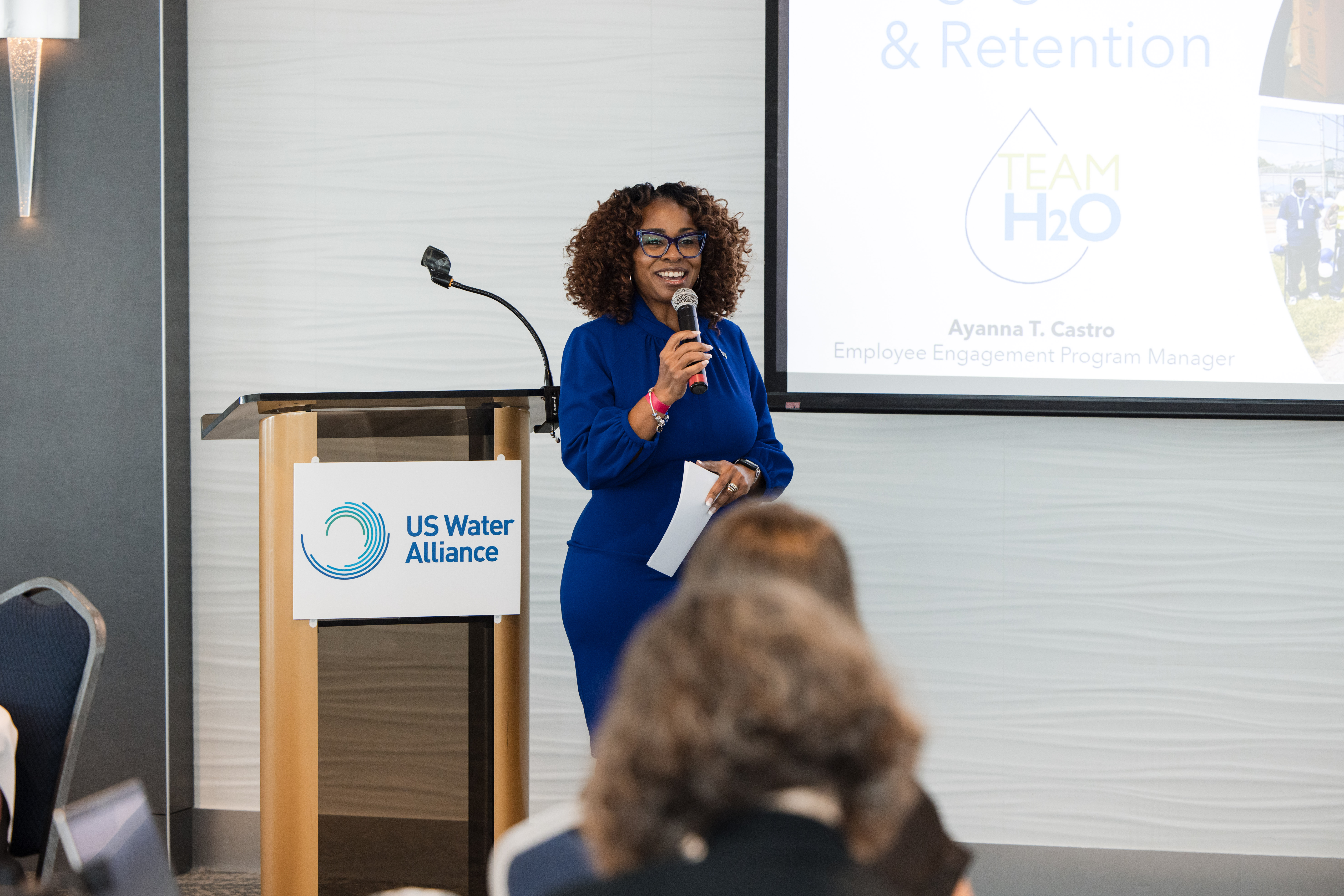 Woman speaking at conference