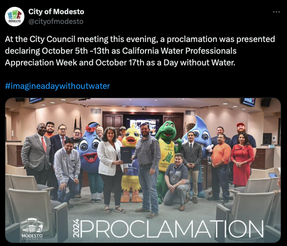 Imagine a Day Without Water 2024 City of Modesto proclamation